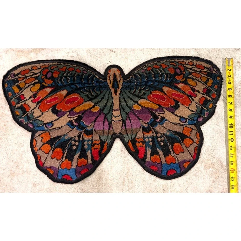 Vintage Lot of 2 Cameo Wilton Butterfly Accent Rug Hardwick Magee 31x17